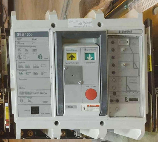 Siemens 1600A 3 Pole Breaker 600VAC SBS2016 in Chassis (108454)