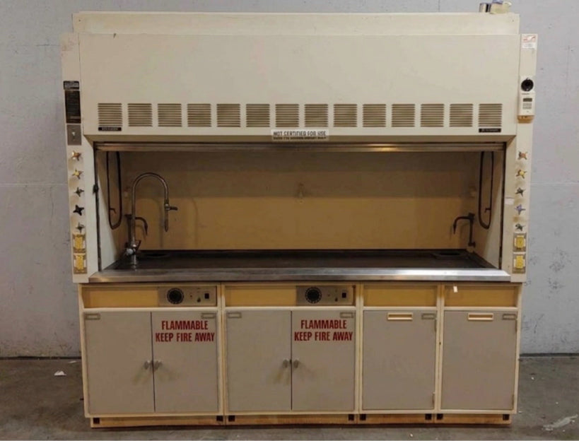 8' Fisher Hamilton SafeAire Chemical Fume Hood Ducted 2-Way Sash & Bench (104410)(104410)