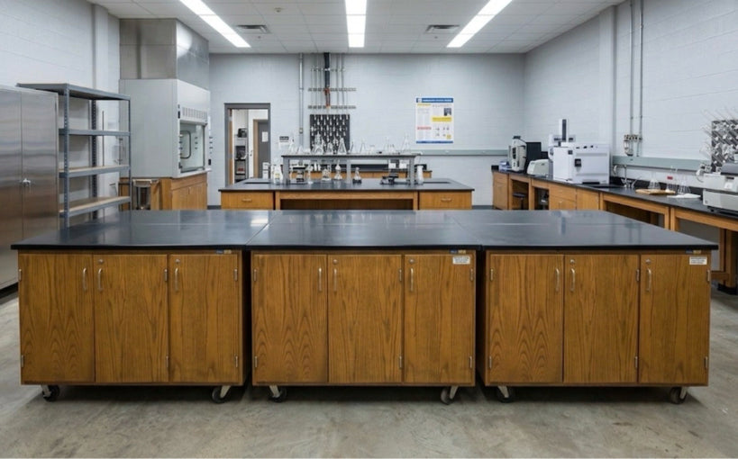 Kewaunee Rolling Wood Lab Storage Cabinet Chem Resistant Top 52x24x36 (SKU: 4002AA)