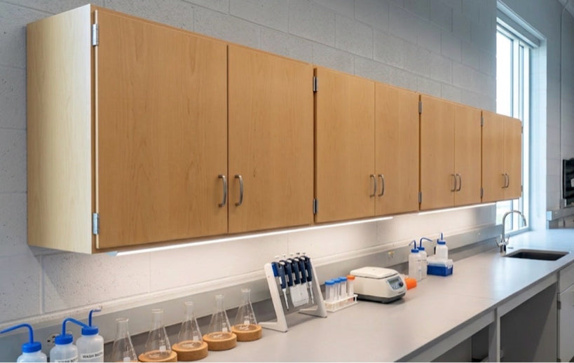 Kewaunee 4' Wood Wall-Mount Lab Cabinet Double Solid Door w/ Shelves