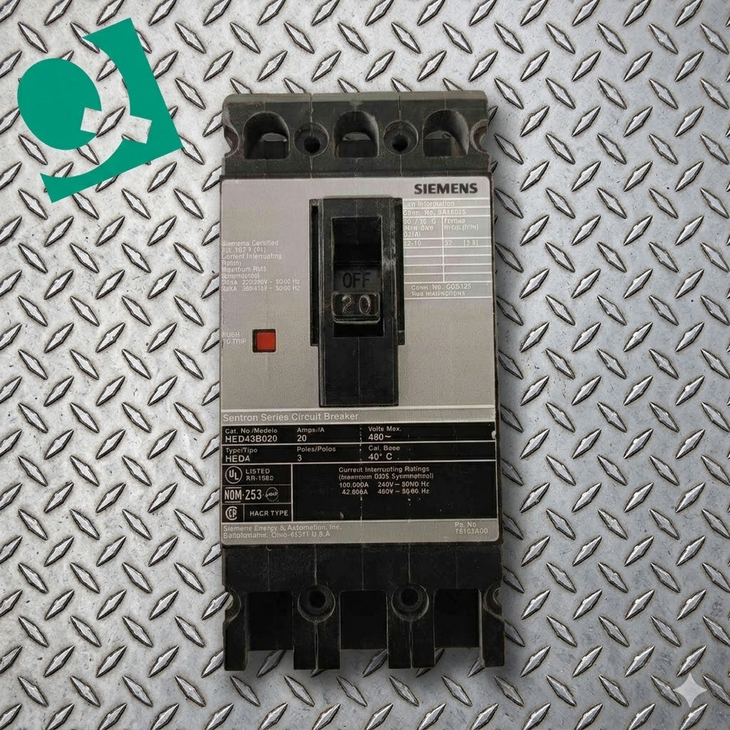 Siemens 20A 3 Pole Circuit Breaker 480VAC HHED43B020(104794)