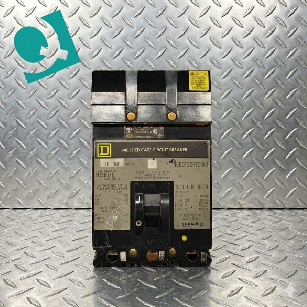 Square D 70A 3 Pole Circuit Breaker 600VAC 250VDC FH36070(104837)