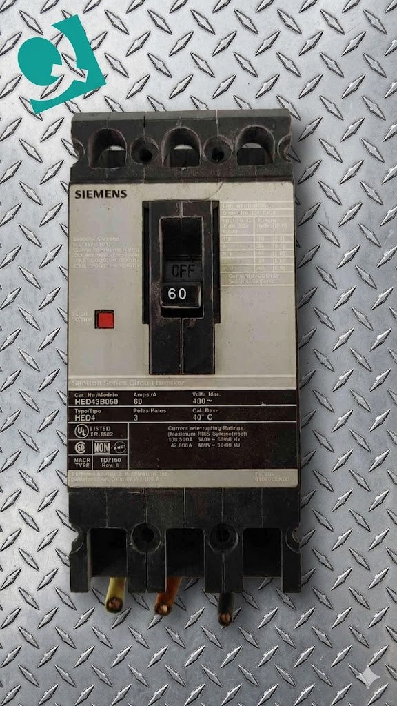 Siemens 60A 3 Pole Circuit Breaker 480VAC HED43B060(104798)