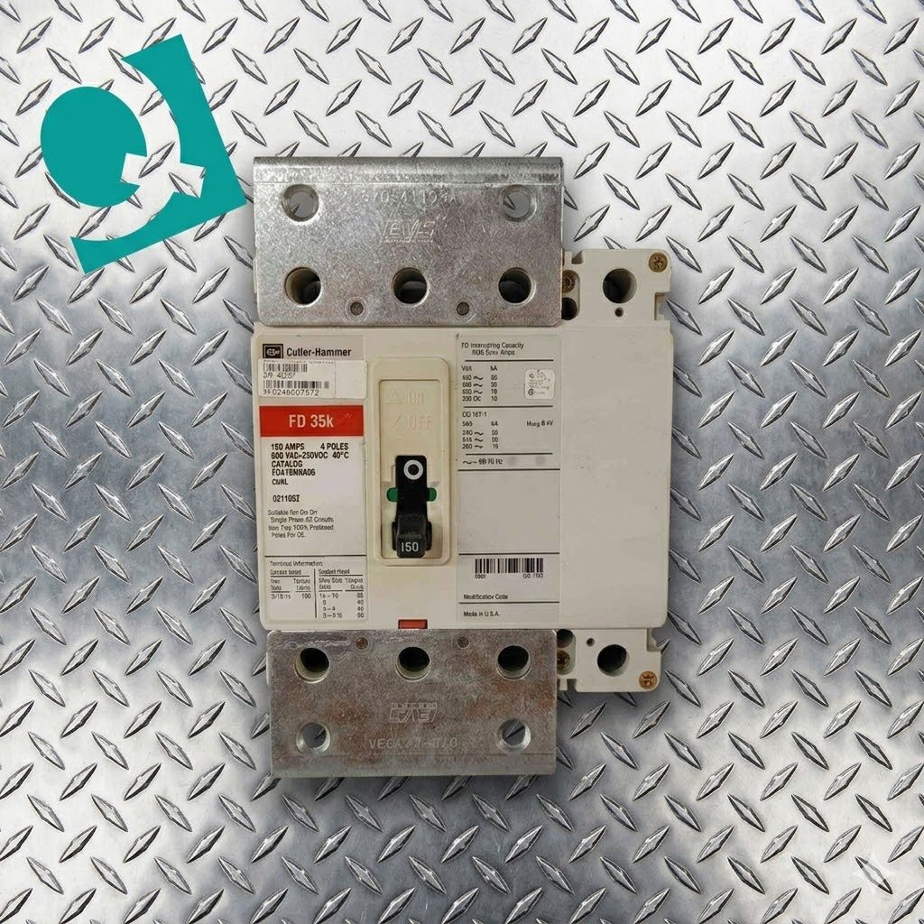 Cutler-Hammer 150A 4 Pole Circuit Breaker 600VAC 250VDC FD4150WA06(104742)