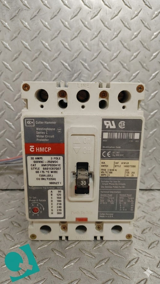 Westinghouse Series C Motor Circuit Breaker 30A 600VAC 250VDC HMCP030H1C