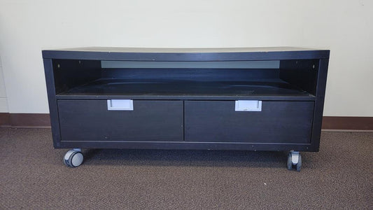 Rolling Tv Stand Black with Drawers 47"x24"x21"(S6LLST11703)