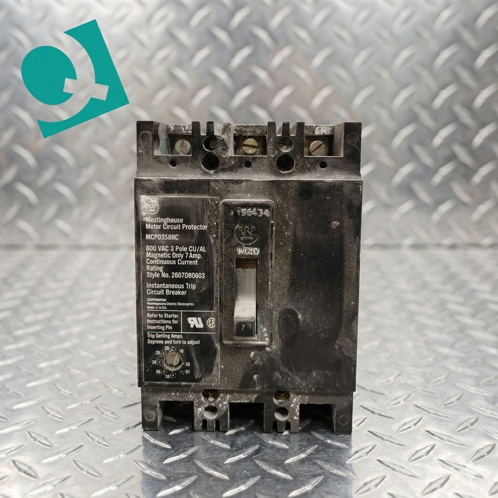 Westinghouse MCP0358RC 600V 3-Pole 7A Motor Circuit Protector - Adjustable Instantaneous Trip