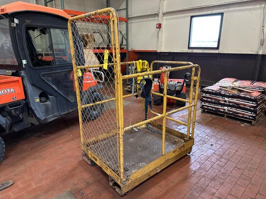 Equipment Company Aerial Forklift work Cage with safety harnesses