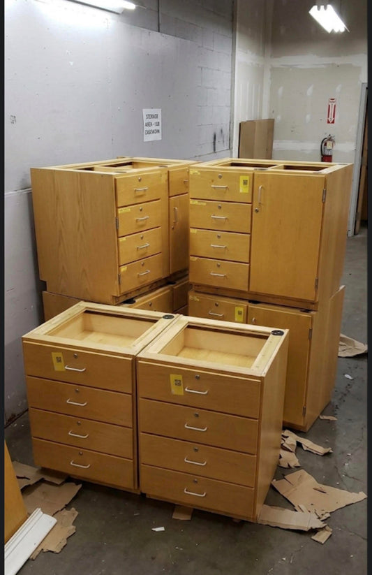 Jamestown 6-Piece Wood Lab Casework Suite - Standing Height Drawer/Door Cabinets 16 Linear Feet