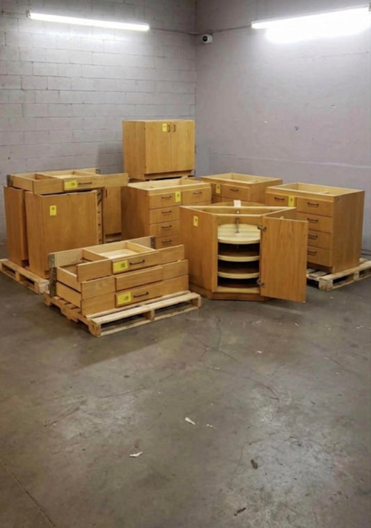 Jamestown 11-Piece Wood Lab Casework Set - Corner Units, Aprons & Drawer Suites