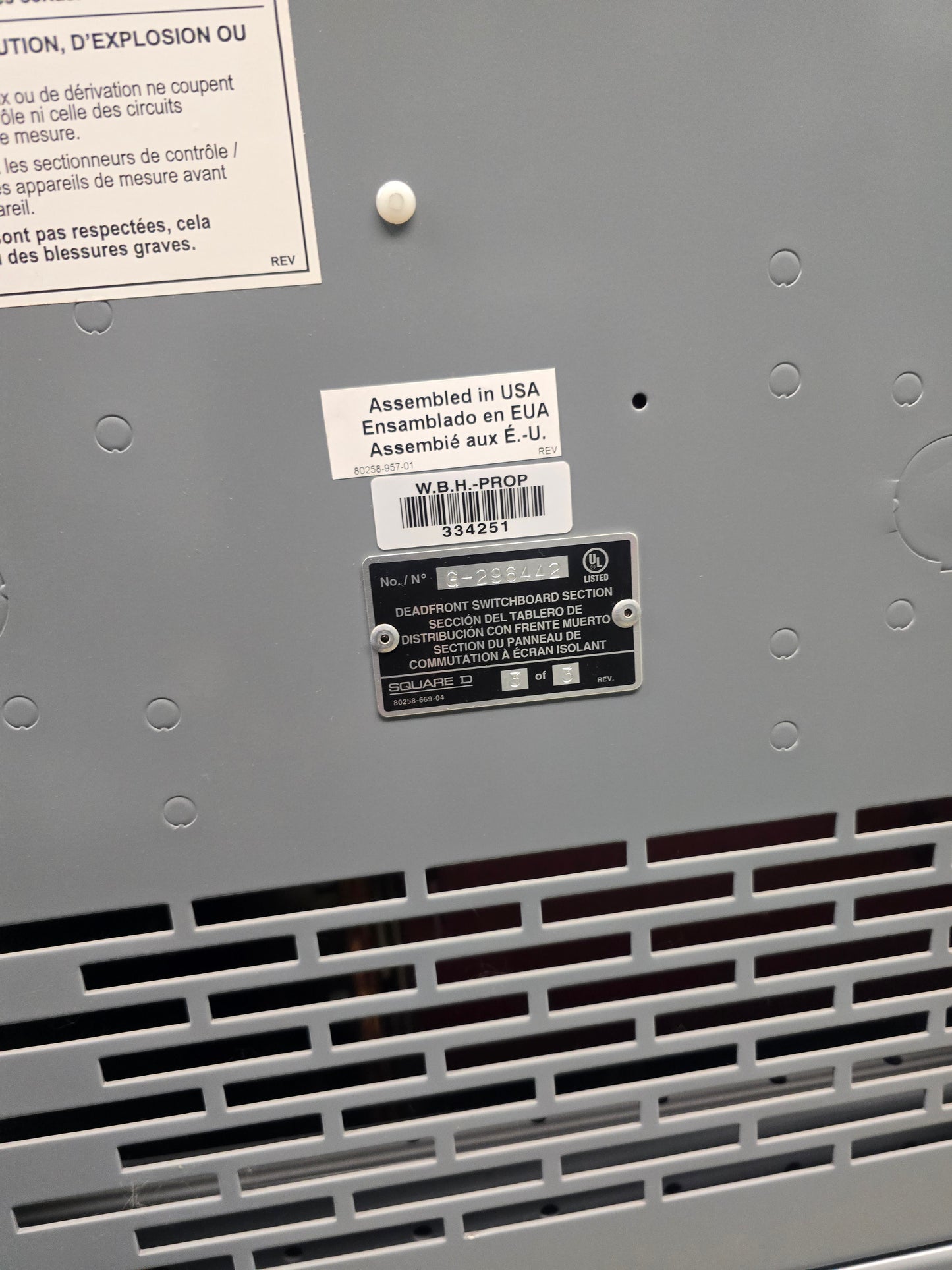 Square D QED 2000A 480V 3PH Switchboard QMB366W Bolt-Loc Switches Lineup