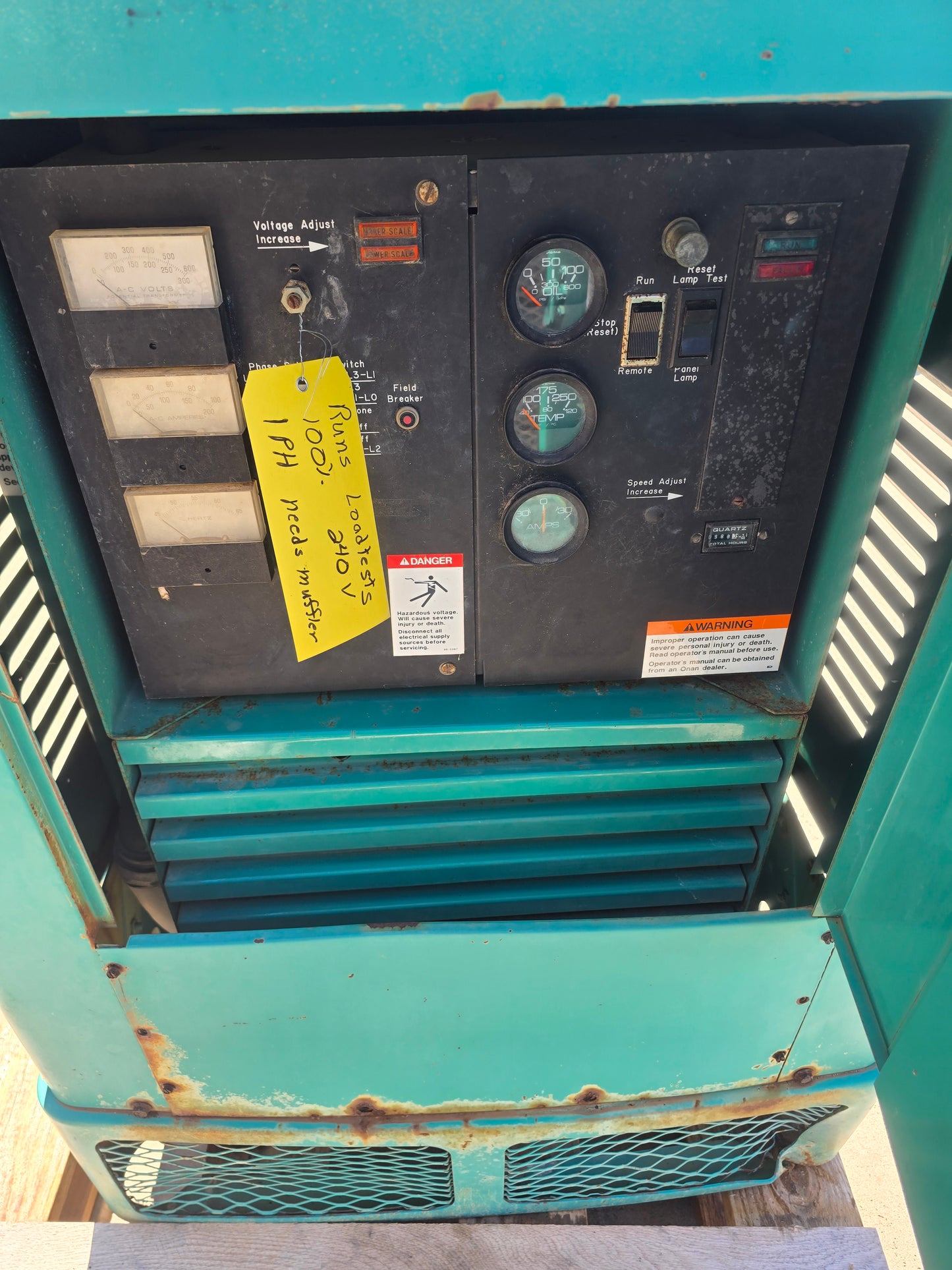 45KW Onan NG/LP Generator 4.9 Ford 1 Phase enclosed '89 988hrsTESTED