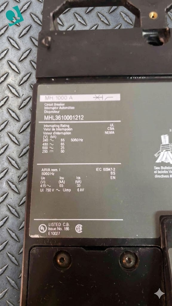 Square D 1000 Amp Breaker MH 1000 A MHL3610001212 (SKU: 2863AA)(2863AA)