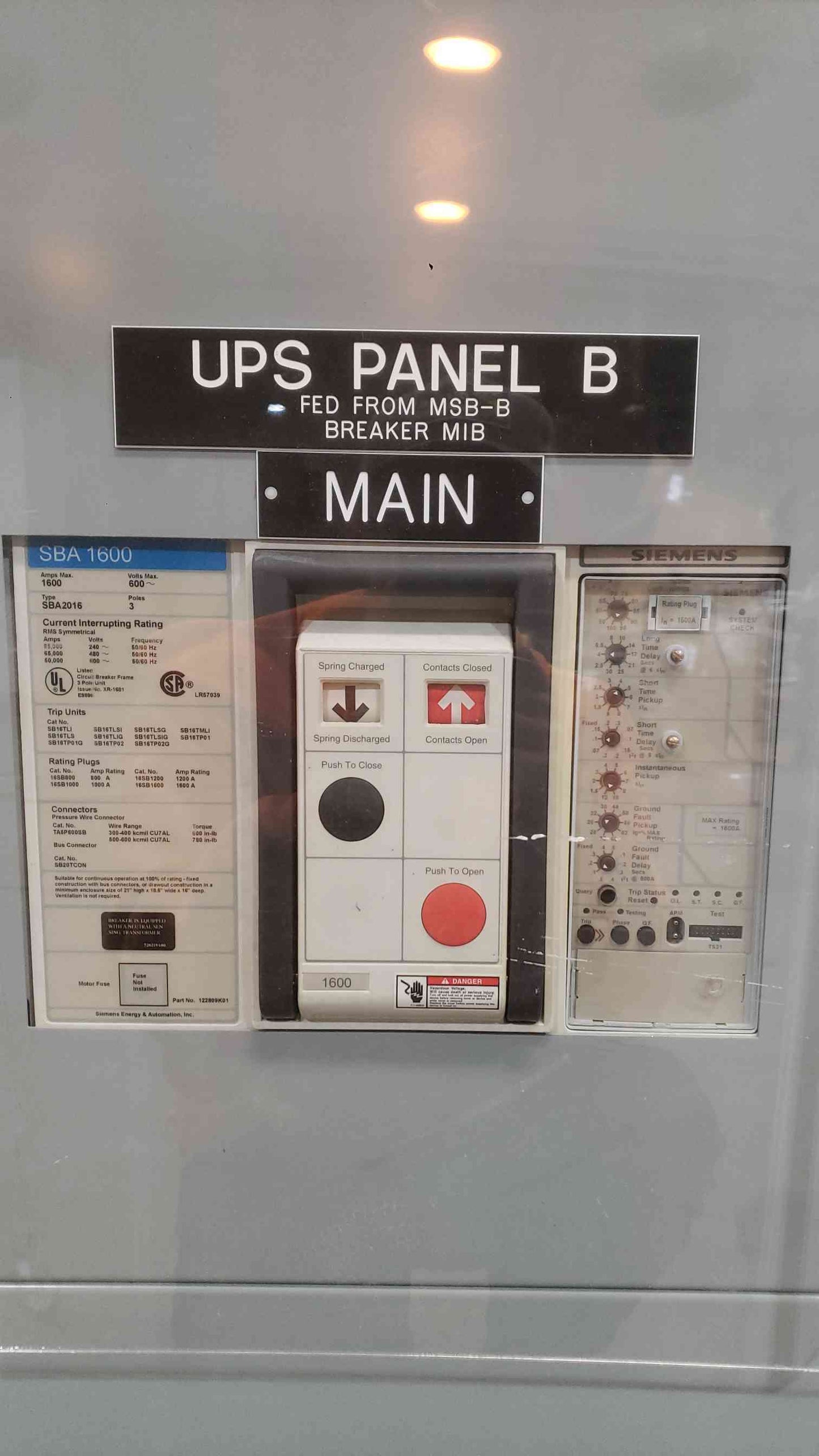 Siemens 1600A Switchboard Lineup | 480Y/277V 3P 4W | 65kA | SBA 1600 Main + (13) Feeder Breakers (SKU: 113172)