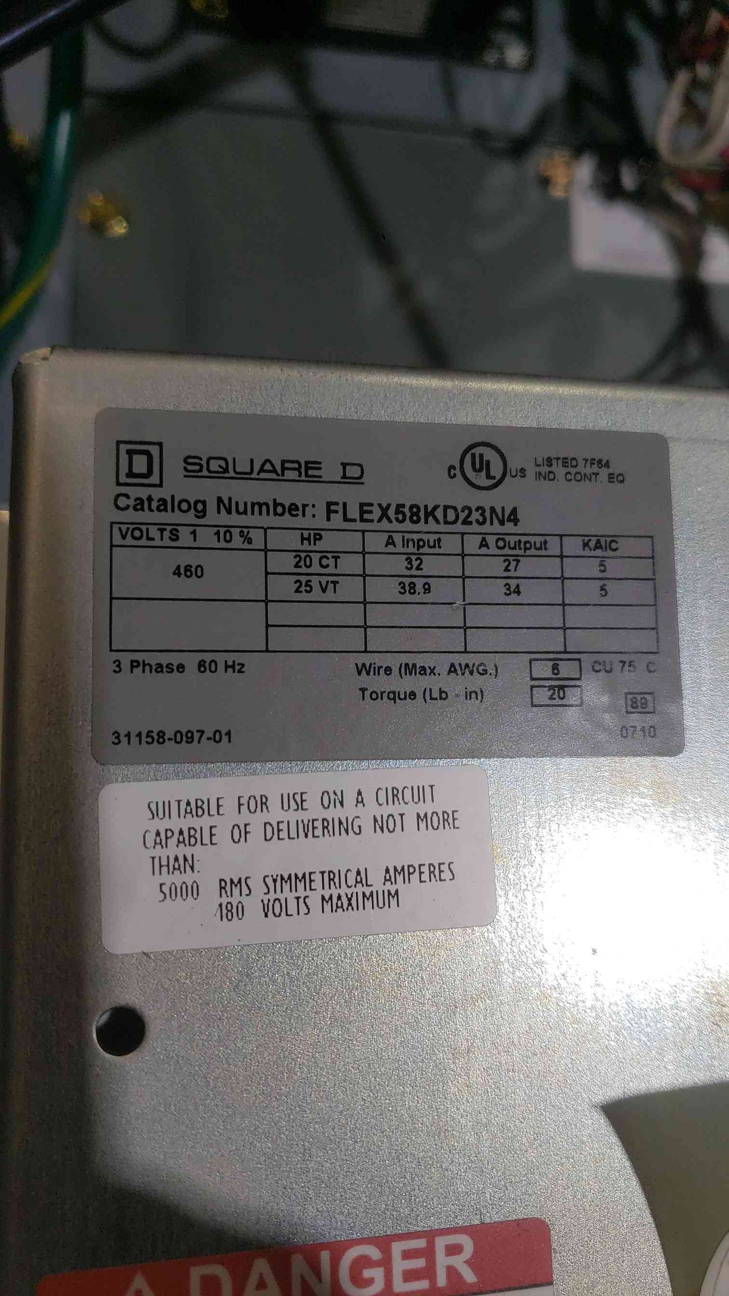 Square D Econoflex VFD 25 HP 460V Class 8839 58ELG4VW Altivar FLEX58KD23N4 Drive