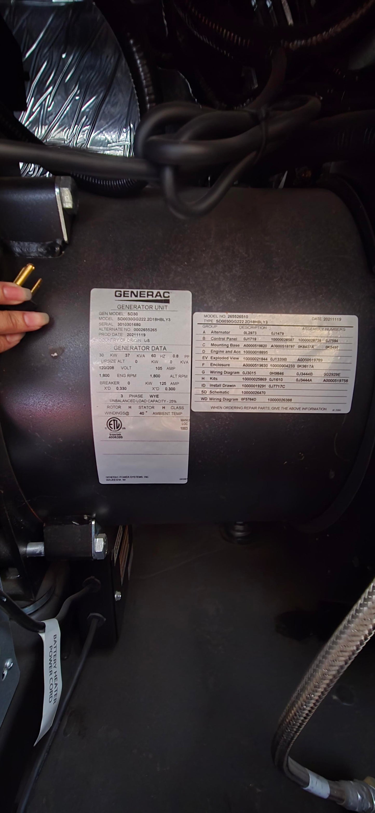 NEW 30KW 3PH 20KW 1PH Generac Diesel Generator 2.2L Eng 190 Gal Tank