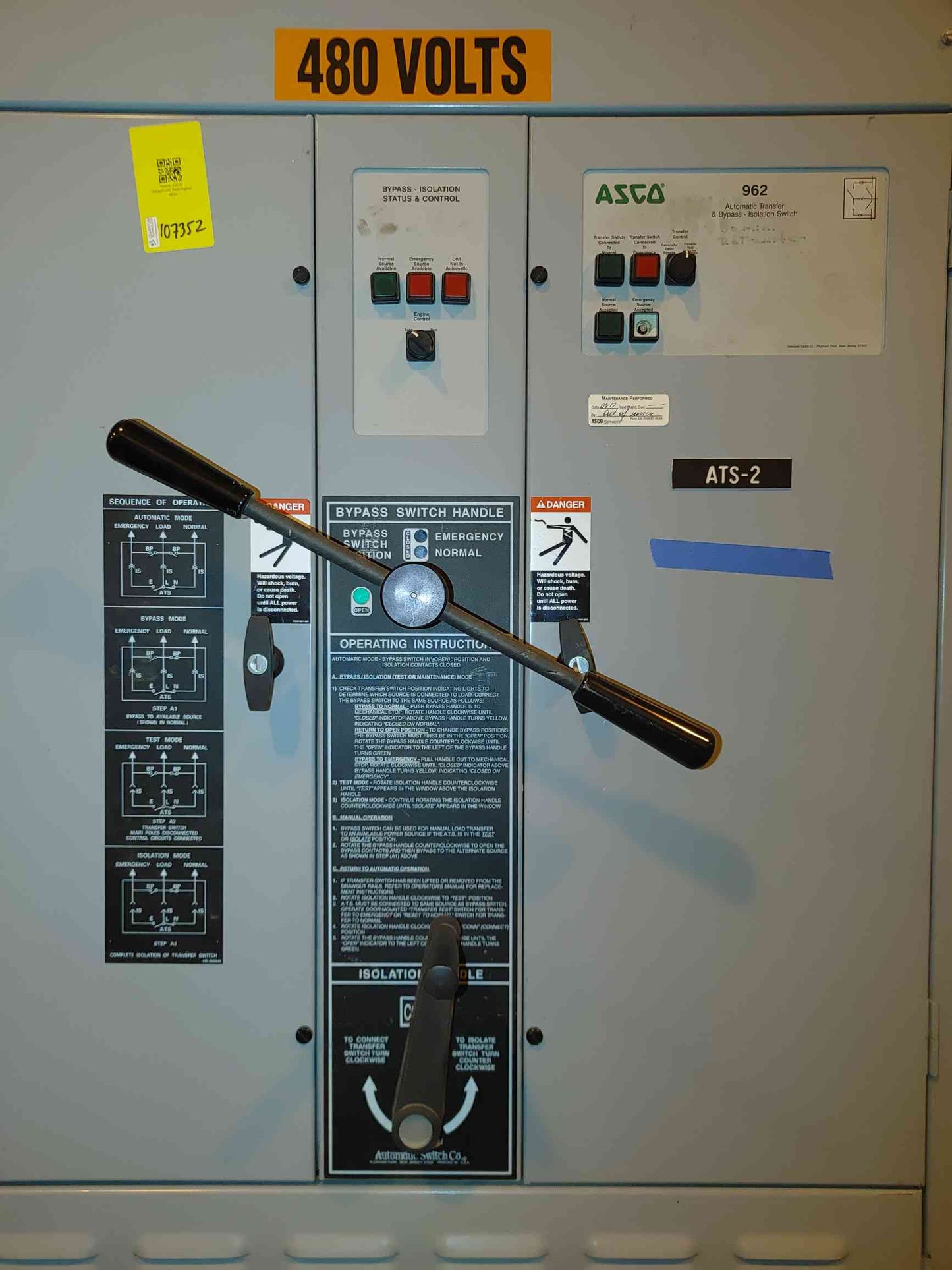 1600A 480V ASCO ATS Automatic Transfer Switch Series 962