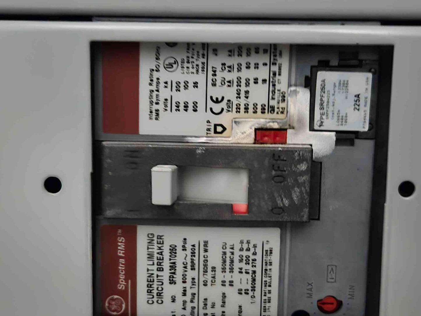 800A GE Spectra Panelboard w/ Main, Meter, 3 Breaker Distribution SFPA36AT0250 (107810)