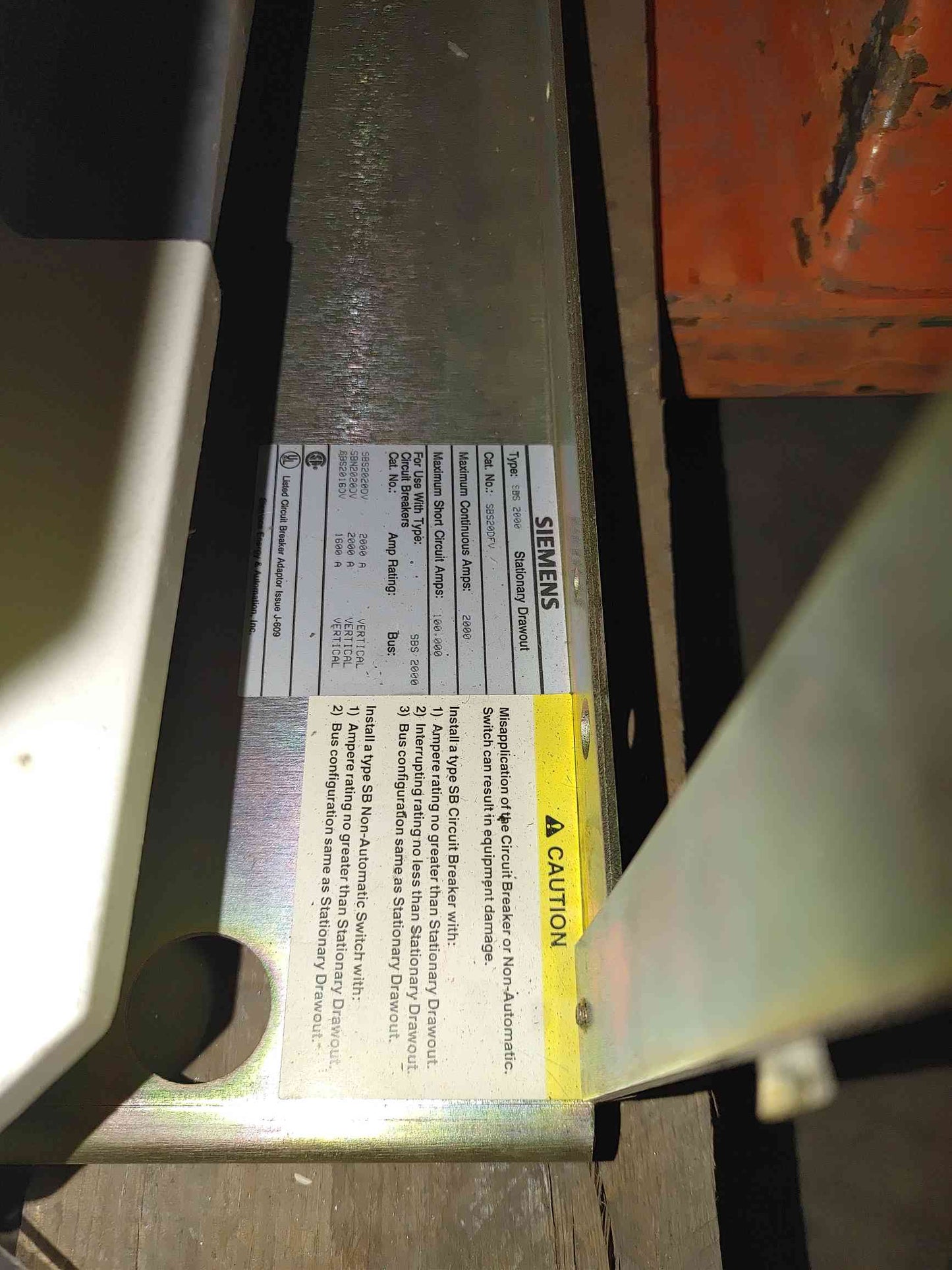 Siemens 1600A 3 Pole Breaker 600VAC SBS2016 in Chassis (108454)