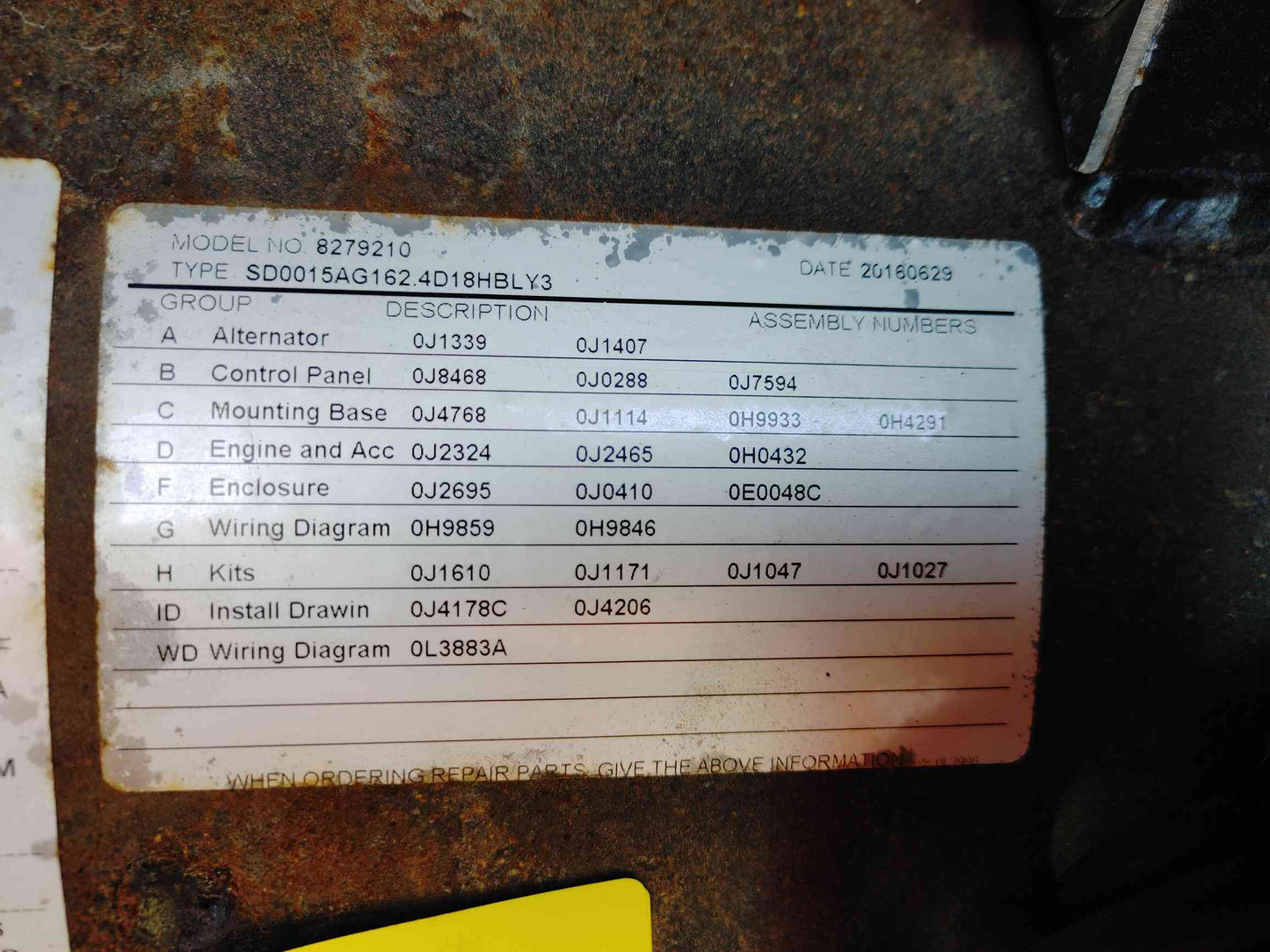 15KW Generac SD15 Diesel Generator 1PH 254Hrs A2400T Engine '16 TESTED (SKU: 112712)