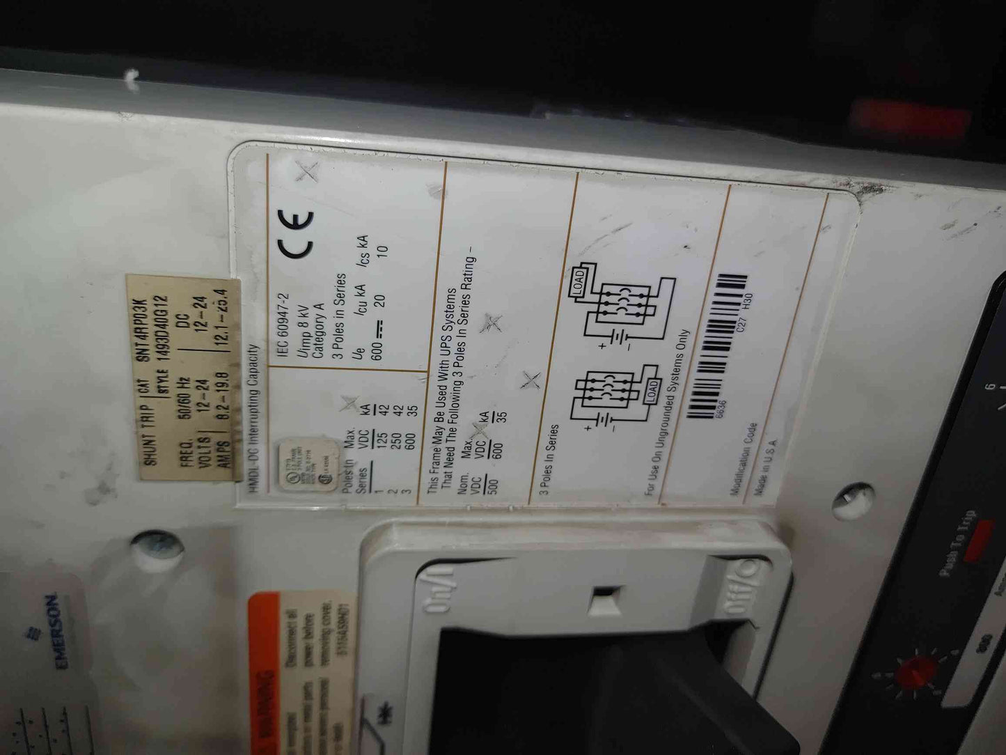 EATON 800A 500V Enclosed Circuit Breaker Disconnect (SKU: 112636)