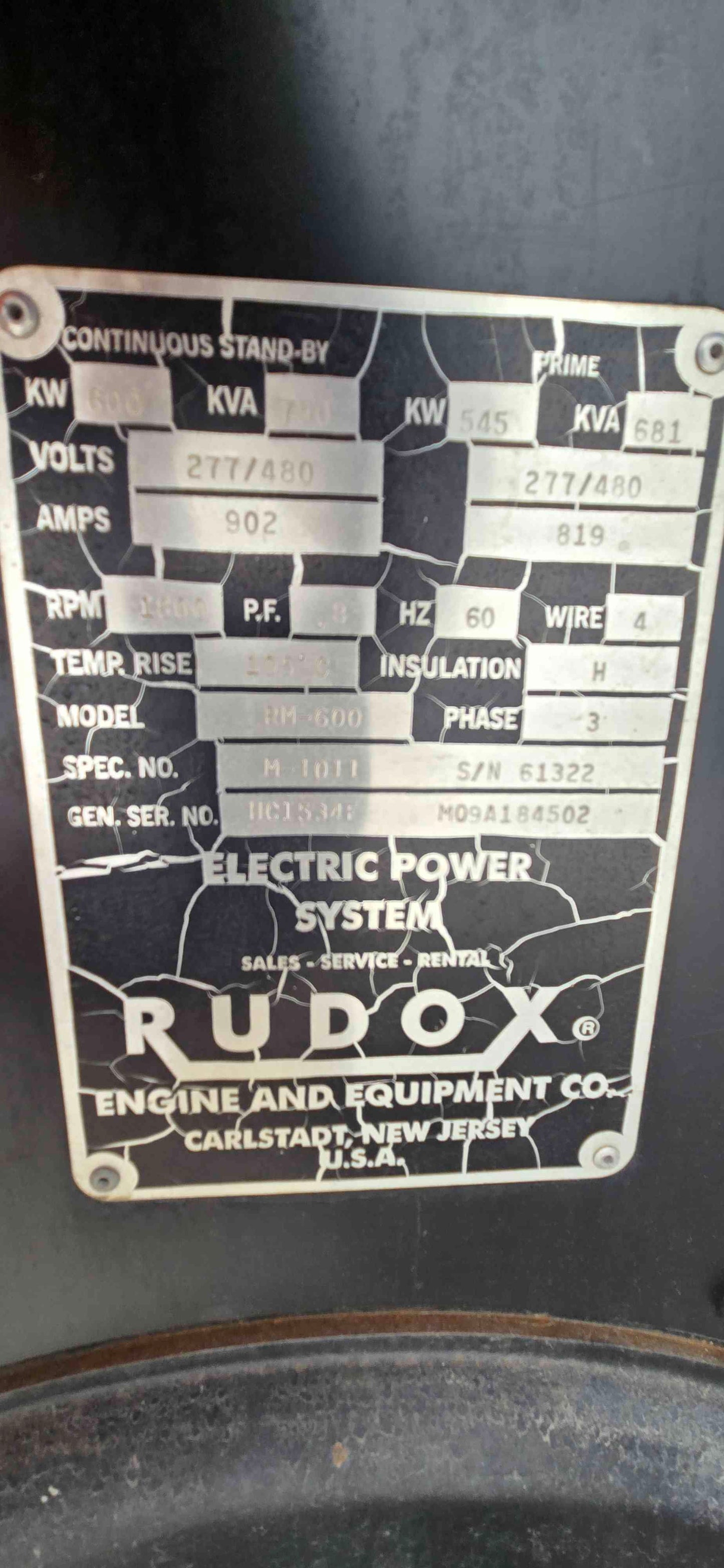 600KW Mobile 900HP Mitsubishi Diesel Generator Rudox 3644Hrs TESTED '09
