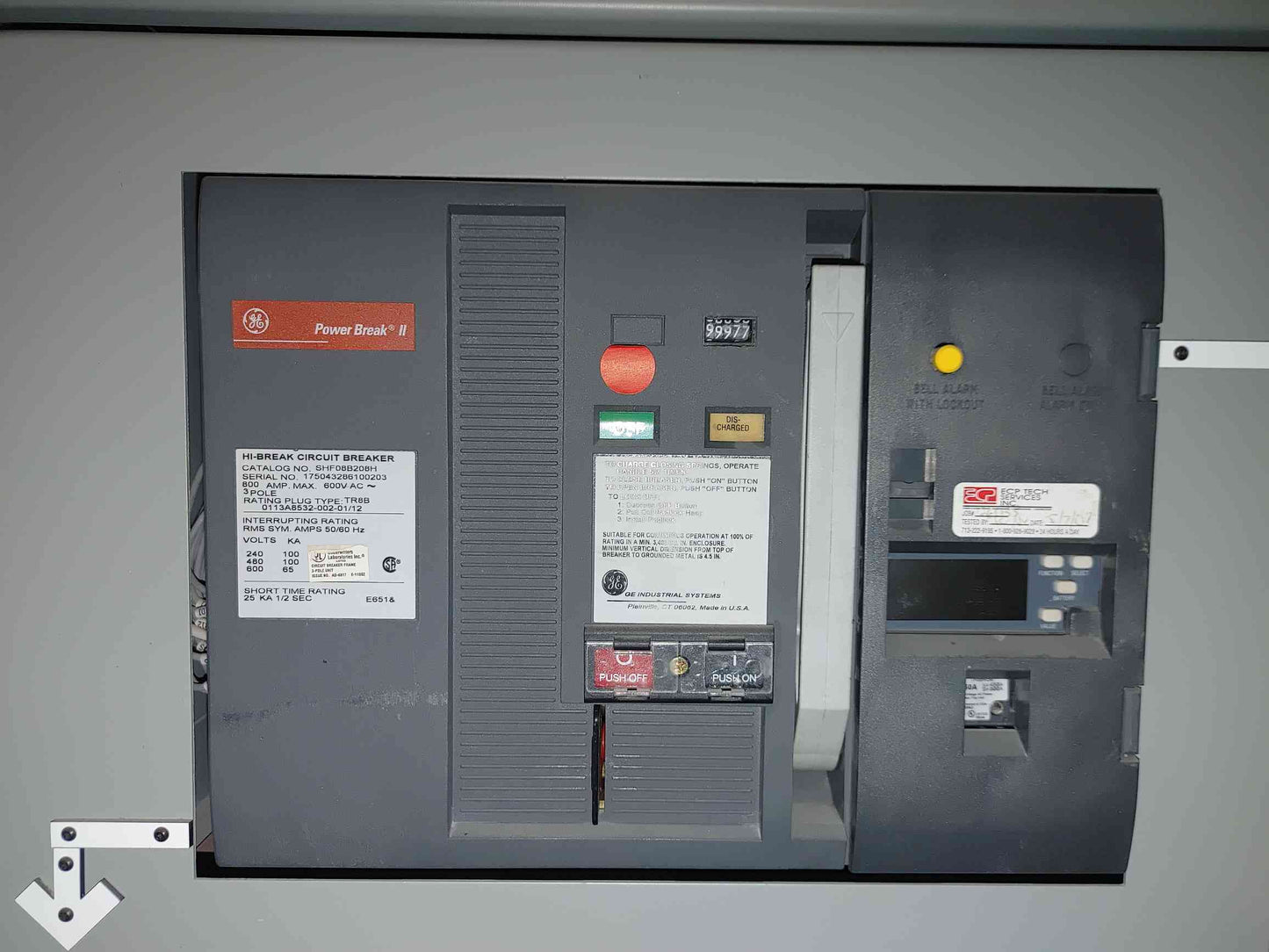 GE Power Break II Switchboard 5x 800A SHF08B208H Breakers 480V Hi-Break 3P (112940)