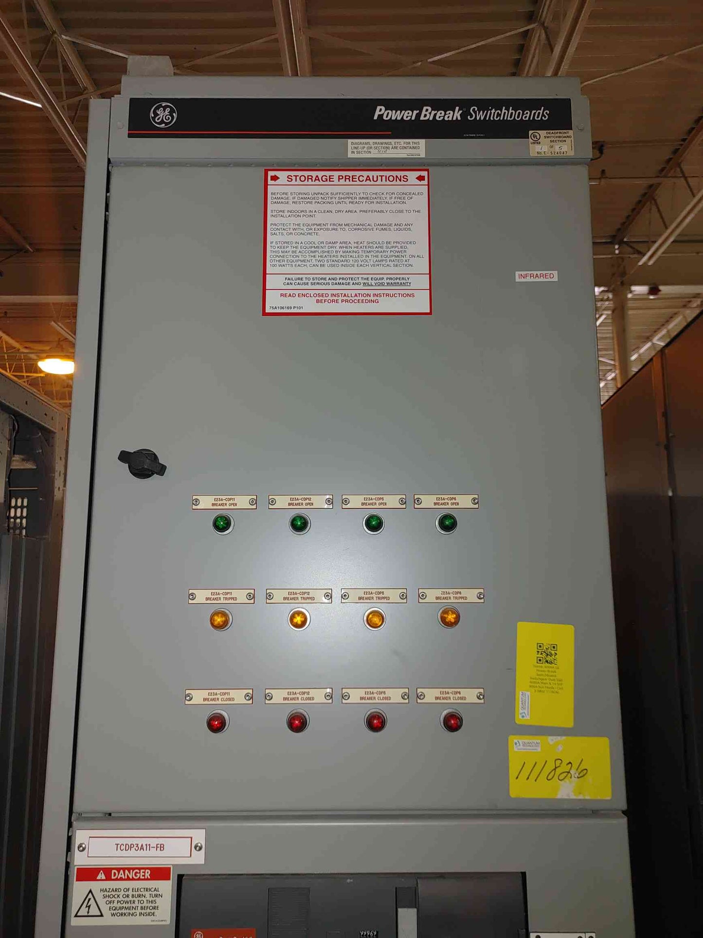 GE Power Break Switchboard 4x 800A SHF08B208H Power Break II Breakers 480V (112941)