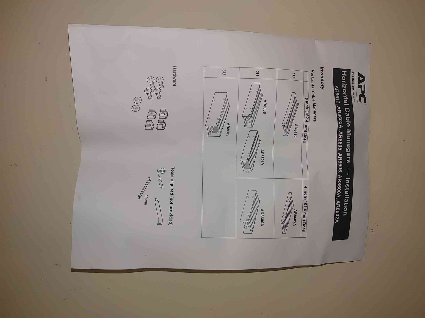 AR8602A APC Horizontal Cable Managers(S6LLST4741)