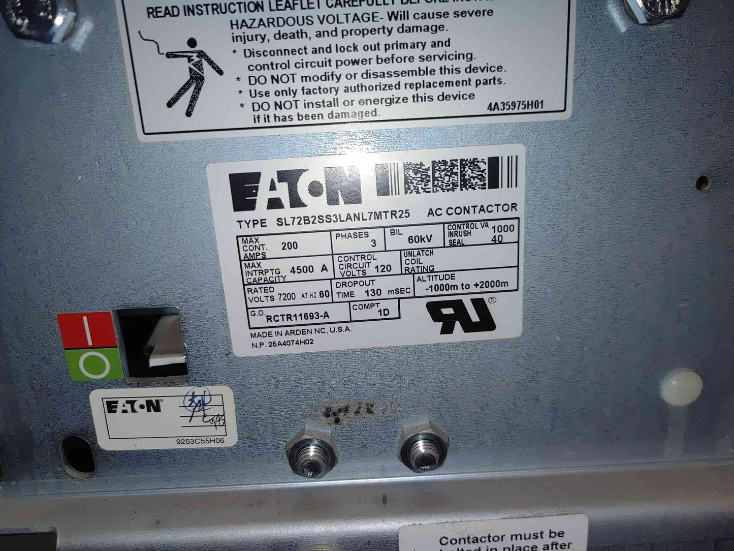 50KA Symmetrical Eaton AmpGard Medium Voltage Motor Control 7200/4160V CVST (SKU: 111333)