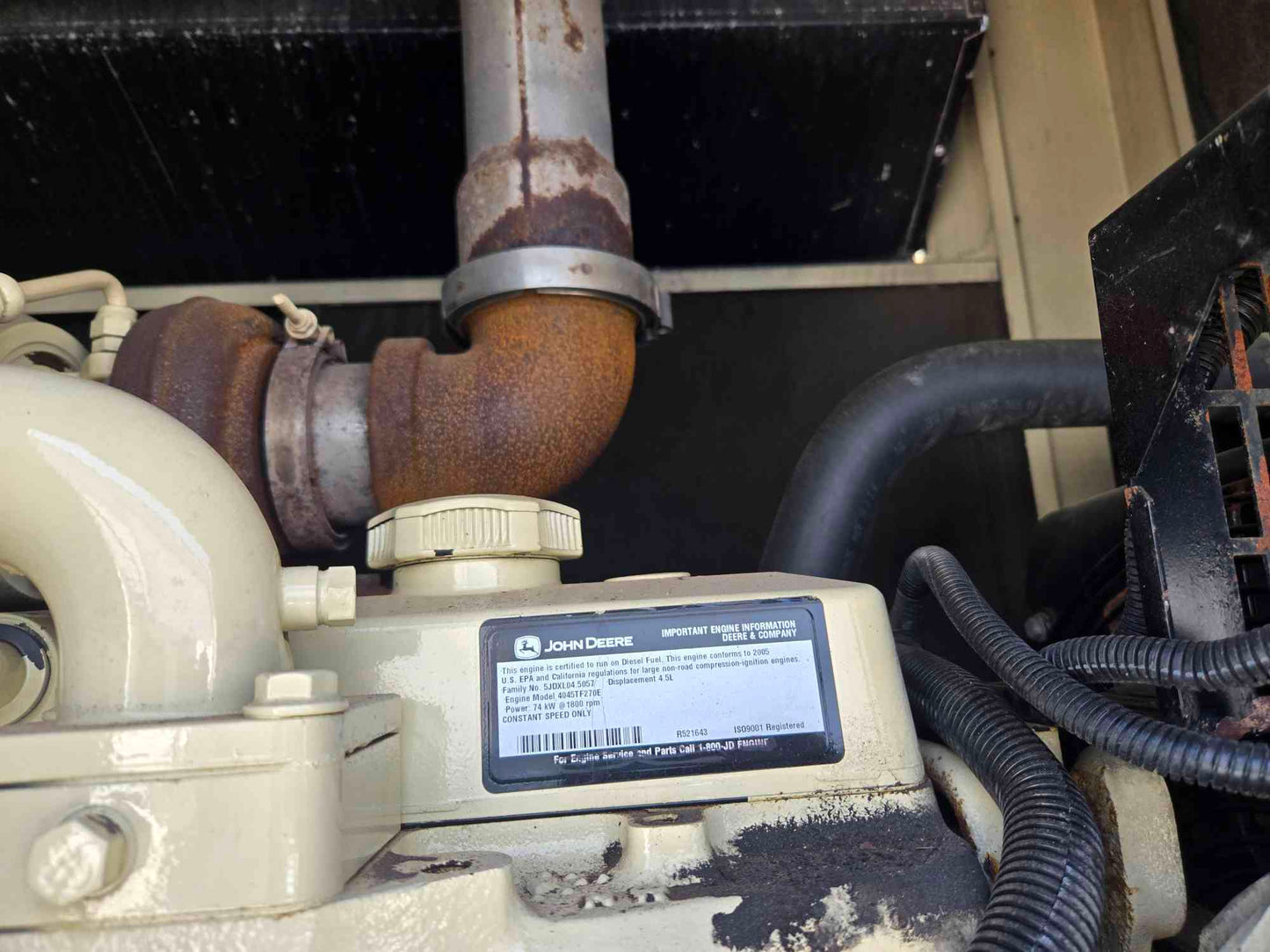 58KW 60KW Kohler Generator 4045 John Deere Diesel '05 5334Hrs. LOAD TESTED