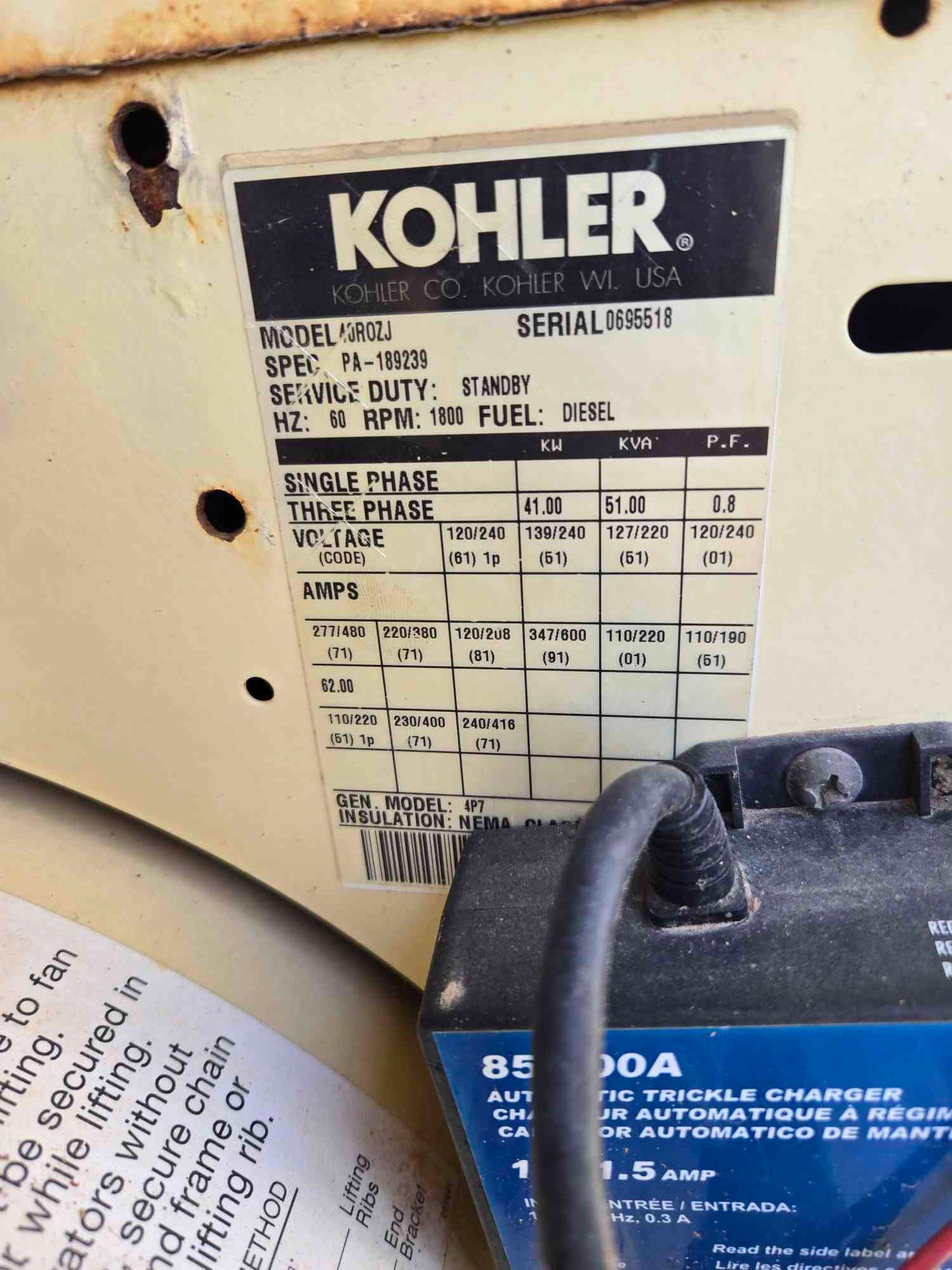 41KW 40KW Kohler 4039 John Deere Diesel Generator '01 496Hrs LOAD TESTED