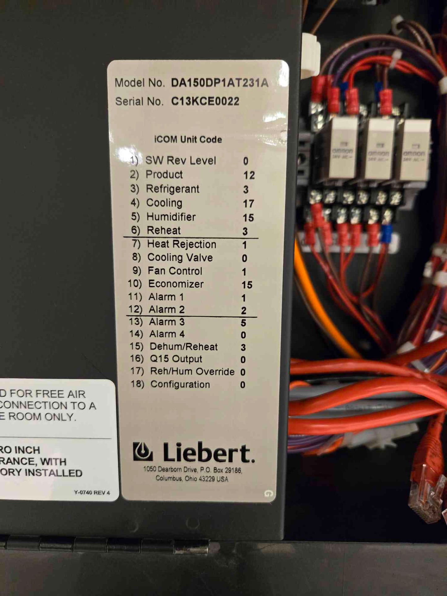 Vertiv DSE DA150D 30 Ton Air Cooled CRAC Downflow 460V 3Ph '13 w/ Condenser