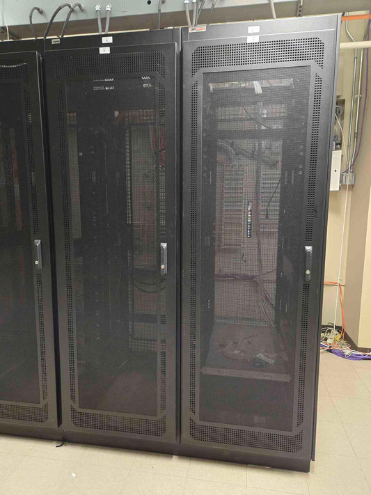 42U APW Black Server Rack Cabinet Fully Enclosed Front / Back Mesh Doors