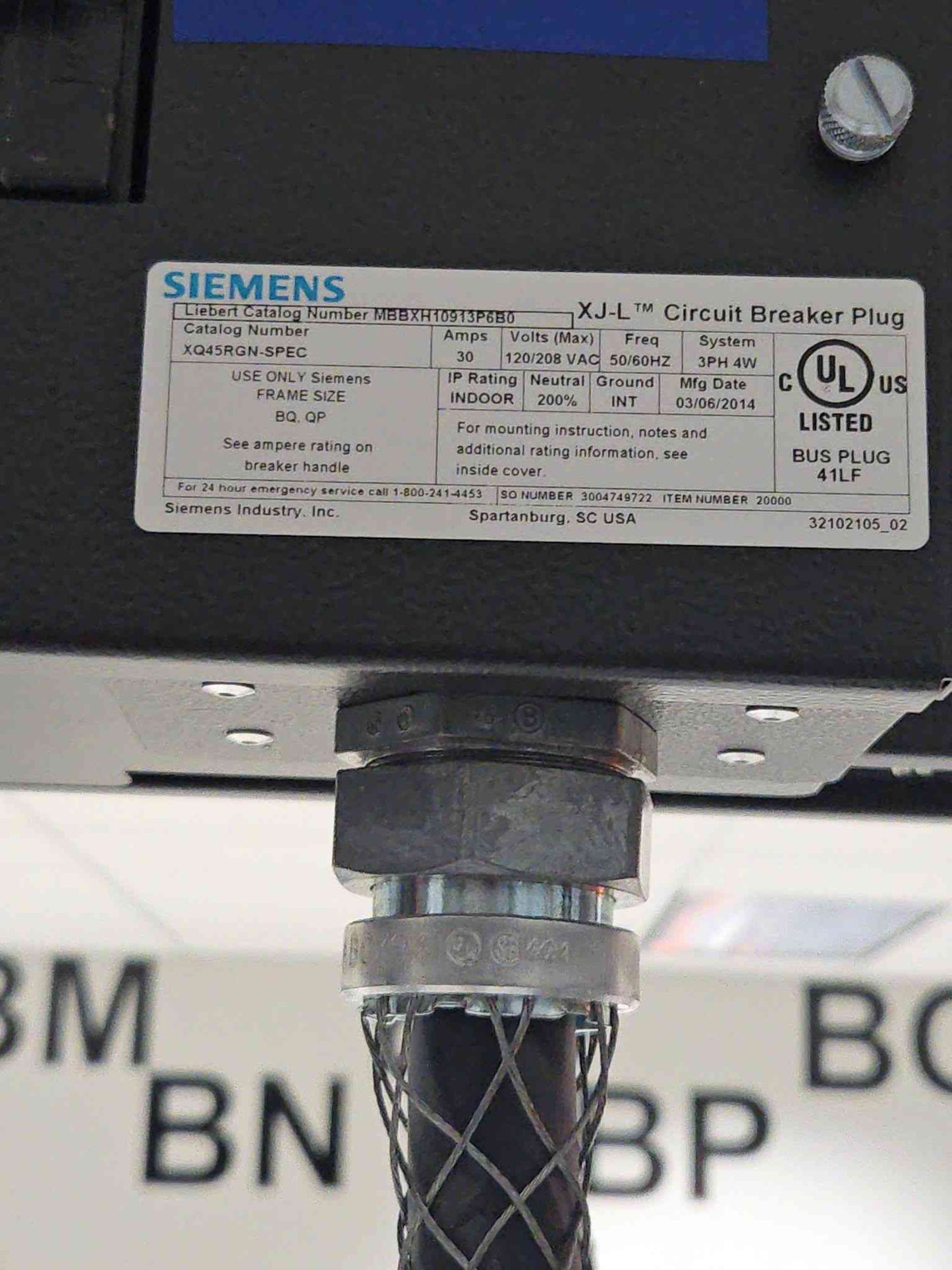 Siemens XJ-L Busway, 2011 XE400-SPEC With Tap box (SKU: 111273)