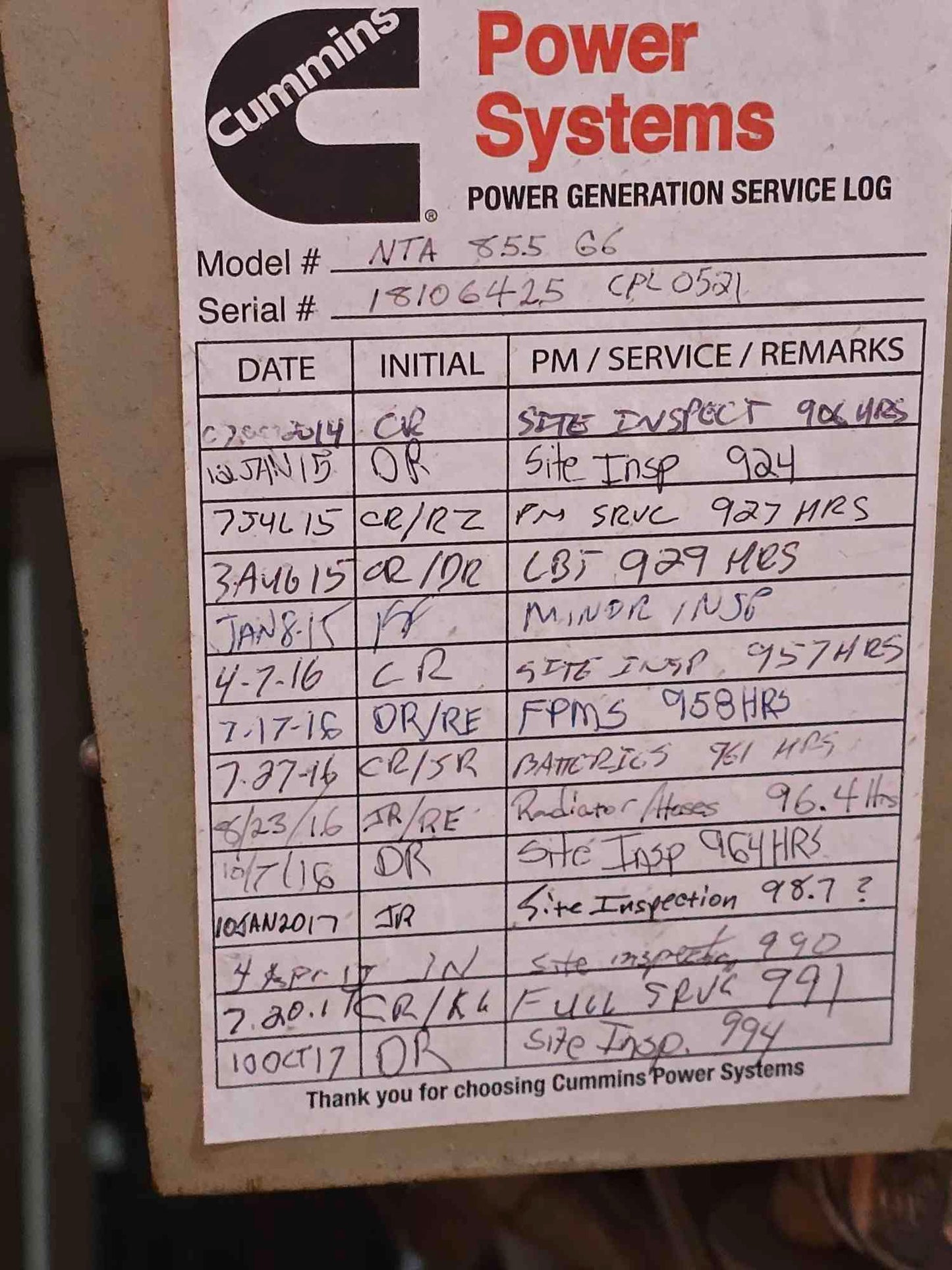 300KW Cummins NTA855 Diesel Generator 3PH 1080hrs