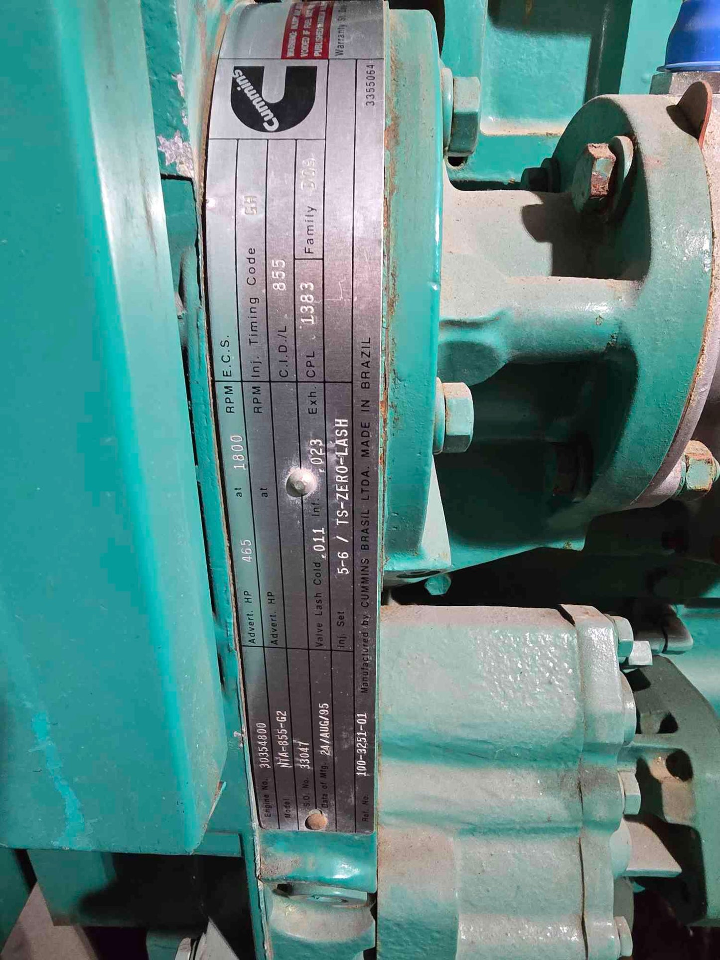 300KW Cummins NTA-855-G2 Diesel Generator 3PH 86hrs