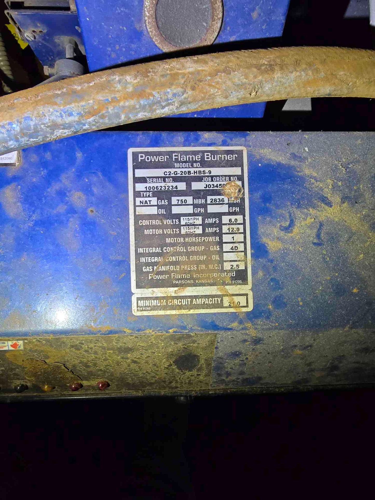 Smith Power 28A Series Flame Burner Nat Gas C2-G-20B-HBS-9 Cast Iron Boiler