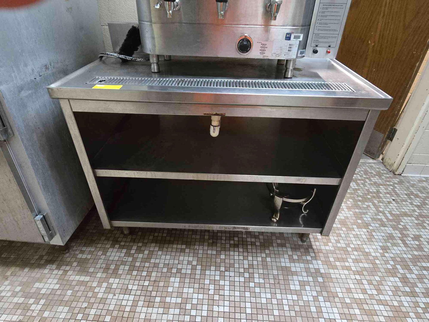 Commercial Beverage Cart With Drain Cafeteria Stainless Steel