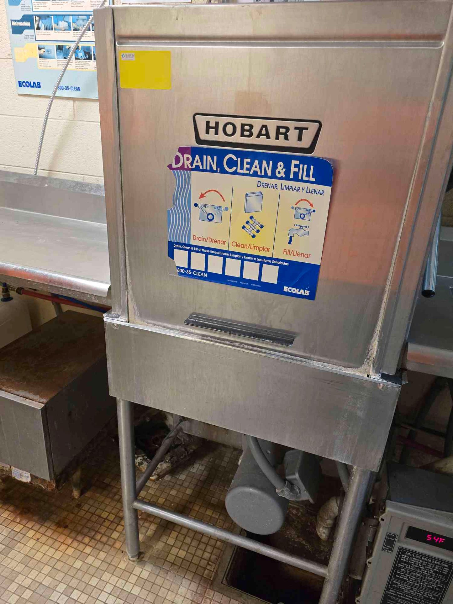 Hobart Three Part Dishwashing Unit 14' L X 2.5' D Washer Prep & Table