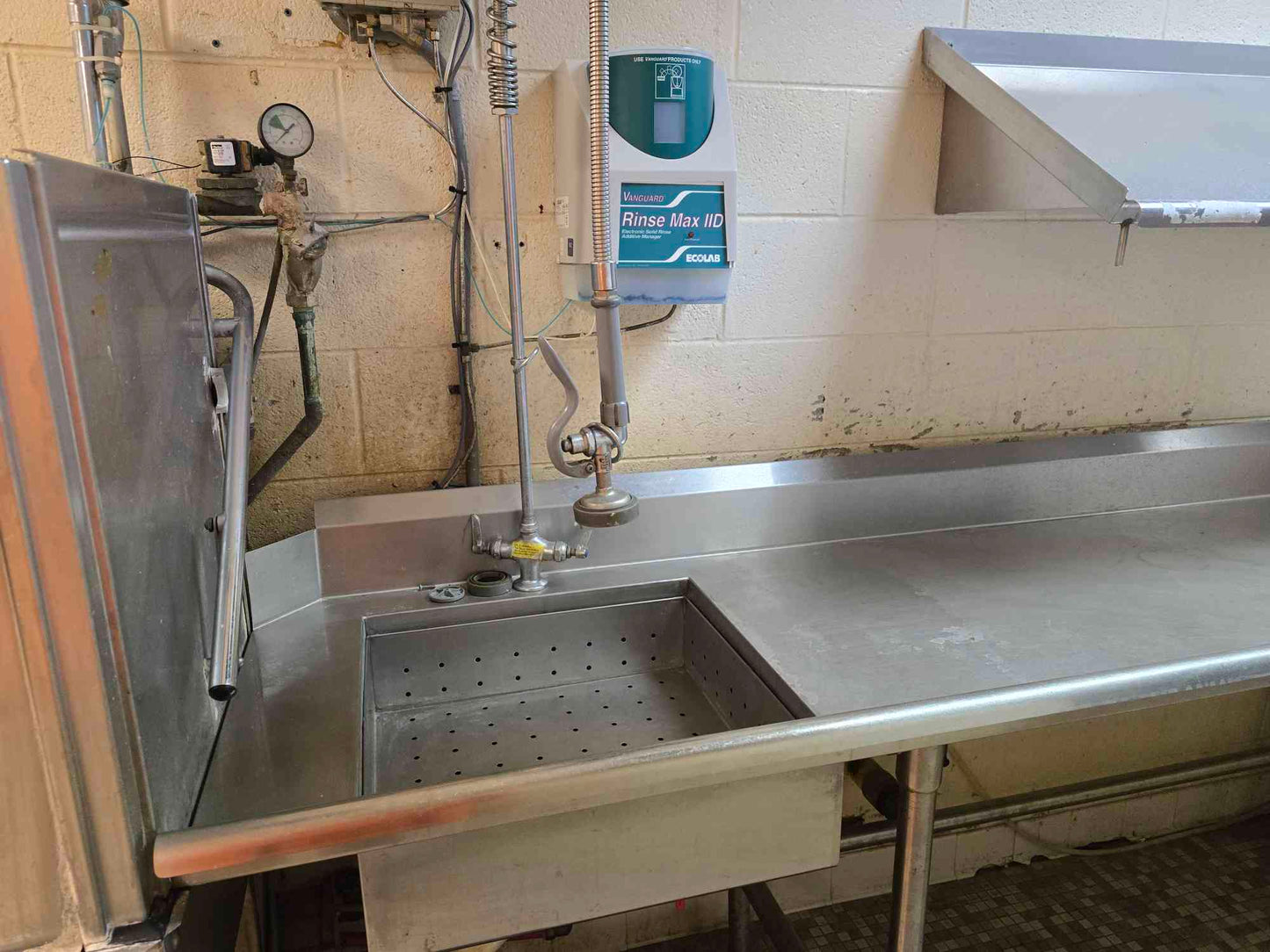 Hobart Three Part Dishwashing Unit 14' L X 2.5' D Washer Prep & Table