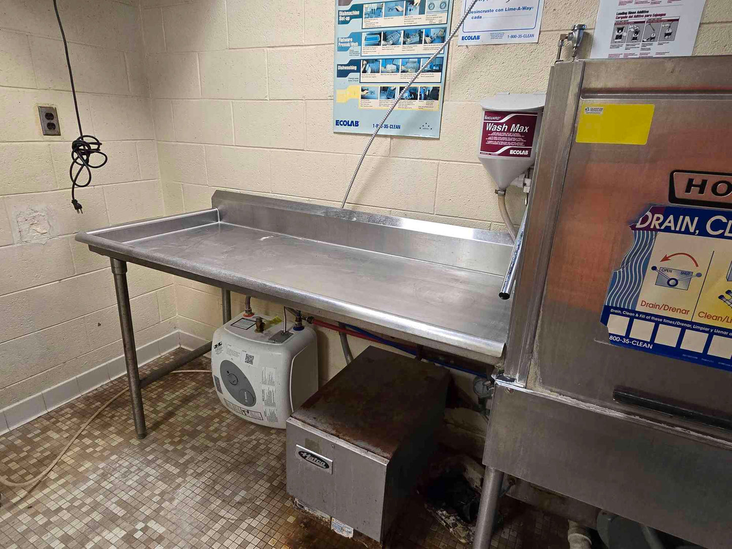 Hobart Three Part Dishwashing Unit 14' L X 2.5' D Washer Prep & Table