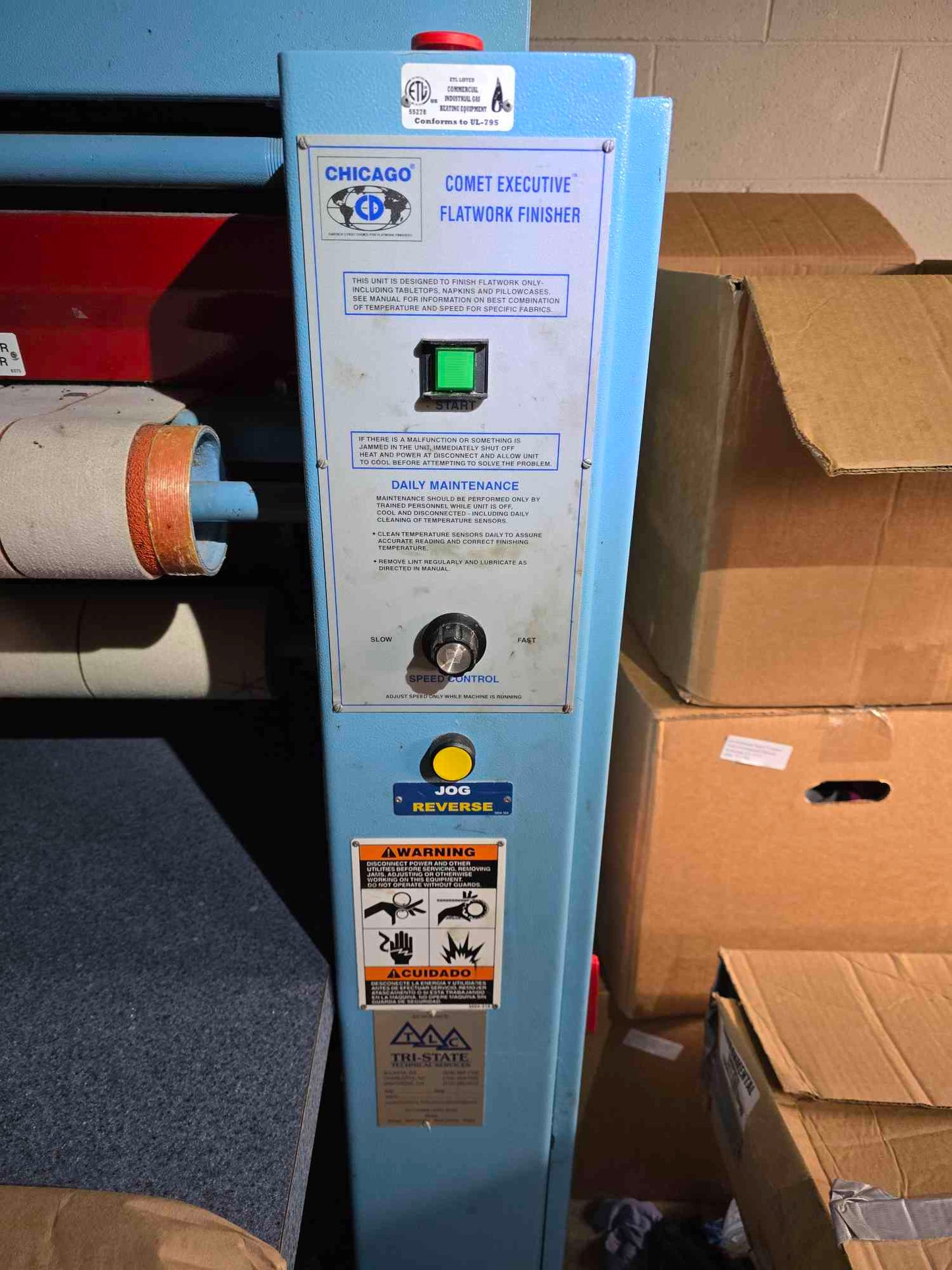 Chicago Flatwork Ironer, Model Comet 80 120v, 60 Cycle, 1Ph