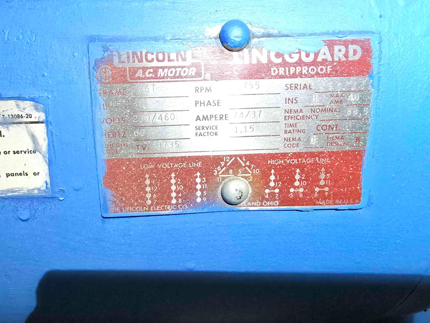 Lincoln 10HP AC Motor 230/460V 3PH(SKU: 111502)