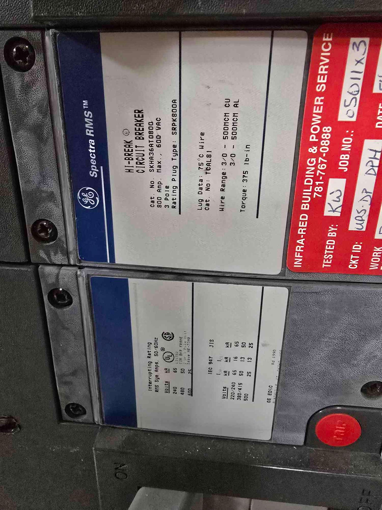 1200A Spectra Series Power PanelBoard 480v 3PH 6 Breakers