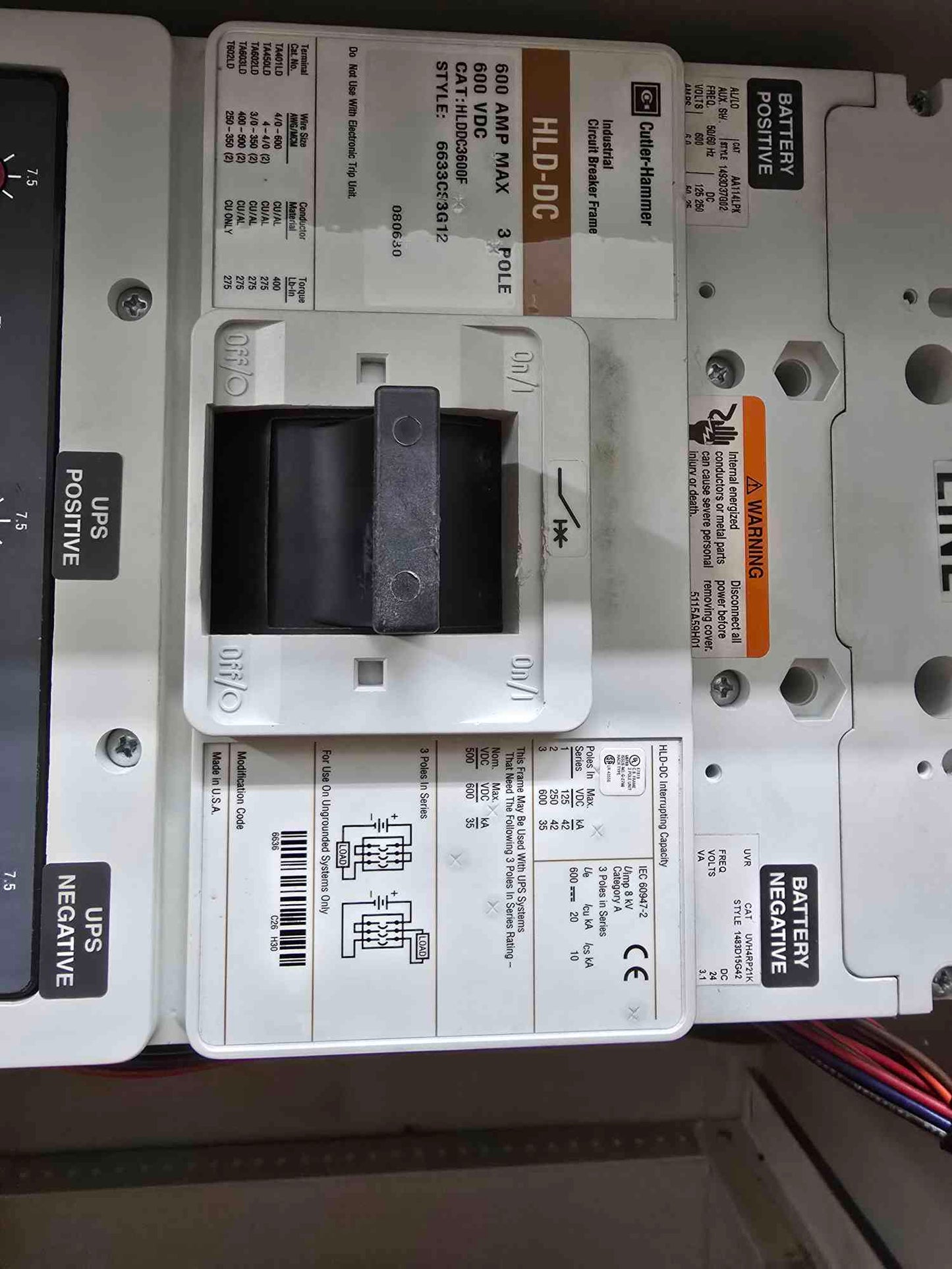 C&C Power Battery Cabinet 43T4E540-D4804B60011H04QB 480V 600A (SKU: 111531)