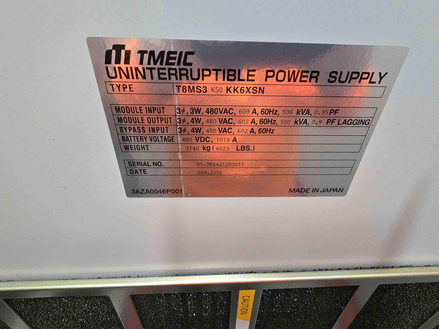 500KVA Toshiba TMEIC G8000MM UPS 480vx480v 2 Sections T8MS3 (SKU: 111530)