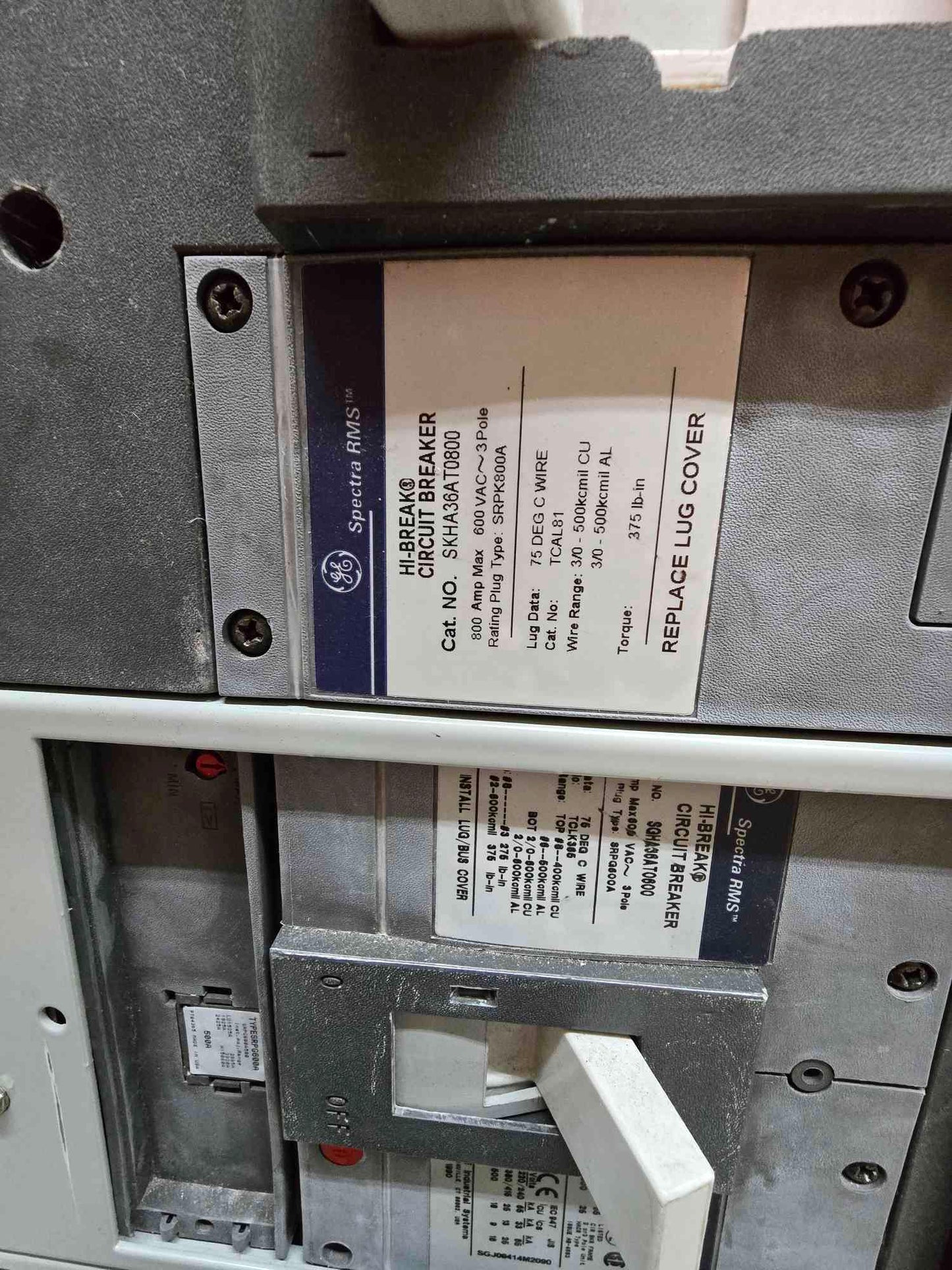 1600A Spectra Series Panelboards 480y/277v 3PH 4Wire 6 Breaker