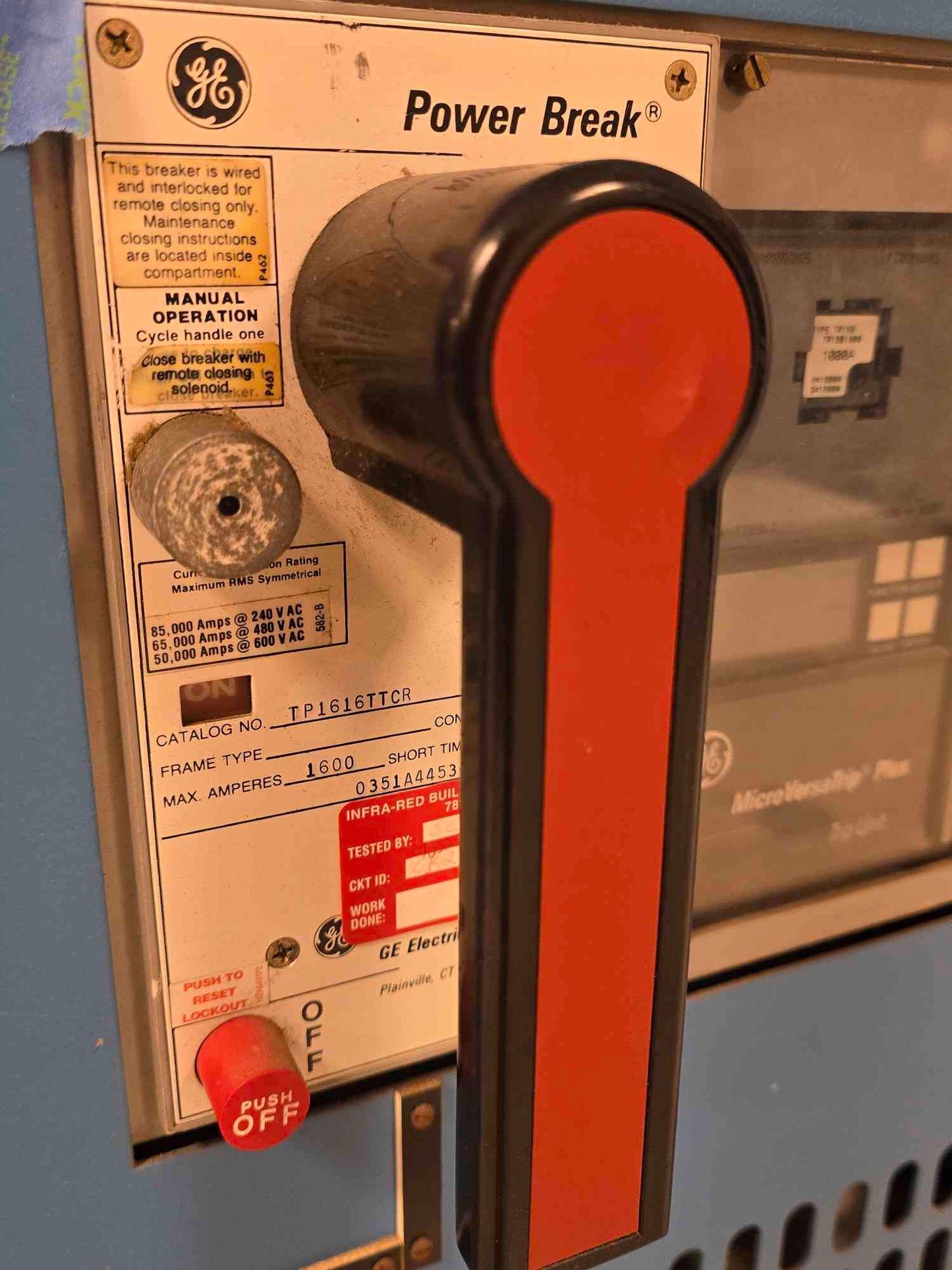 1600A GE PowerBreak Switchboard 480/277V 3PH 4 Wire 2 Breaker TP1616TTCR