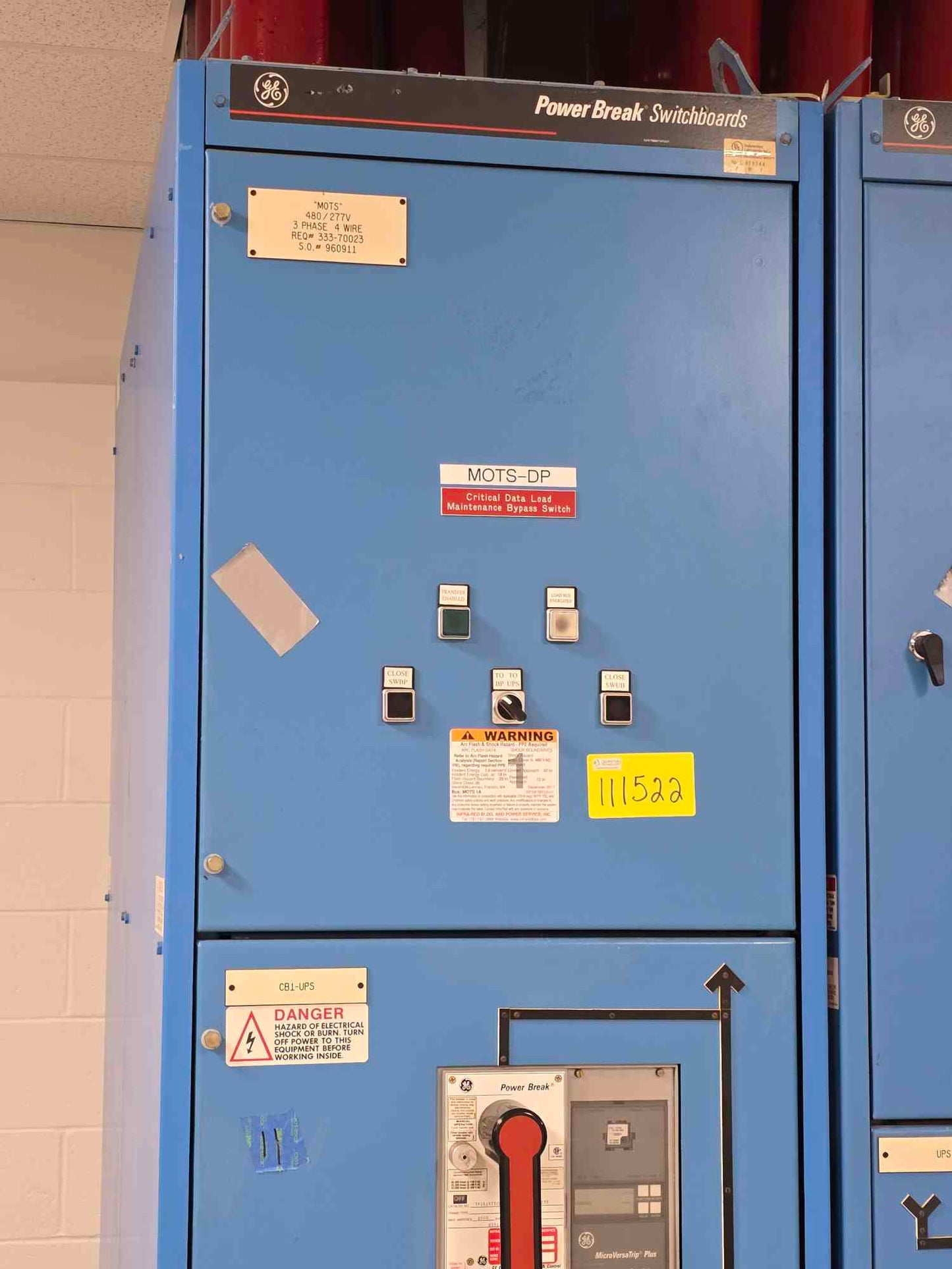 1600A GE PowerBreak Switchboard 480/277V 3PH 4 Wire 2 Breaker TP1616TTCR